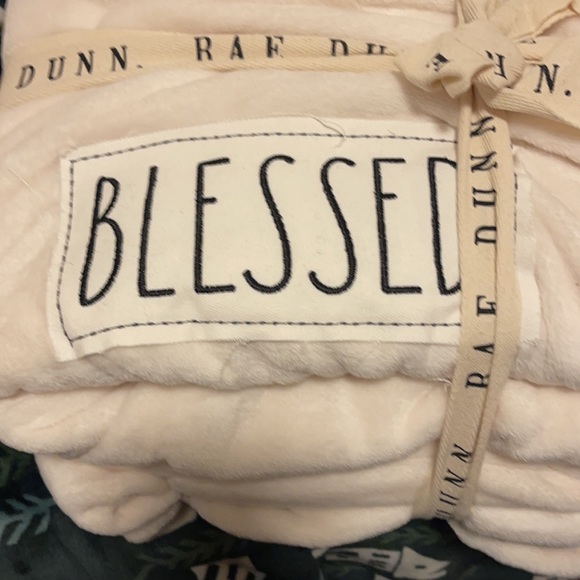 Rae Dunn "Blessed" Embroidered Plush Queen Blanket - Picture 3 of 3